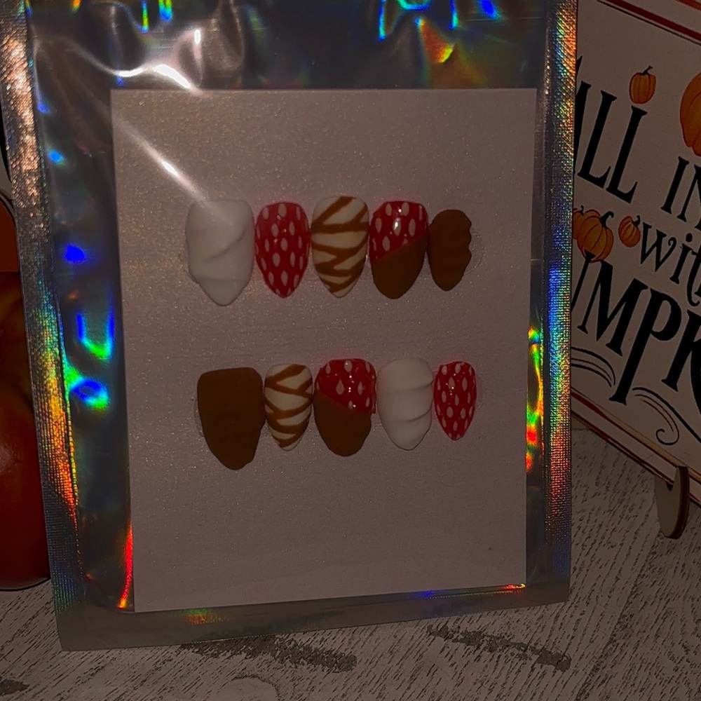 Chocolate Covered Strawberry Press On Nails HANDMADE